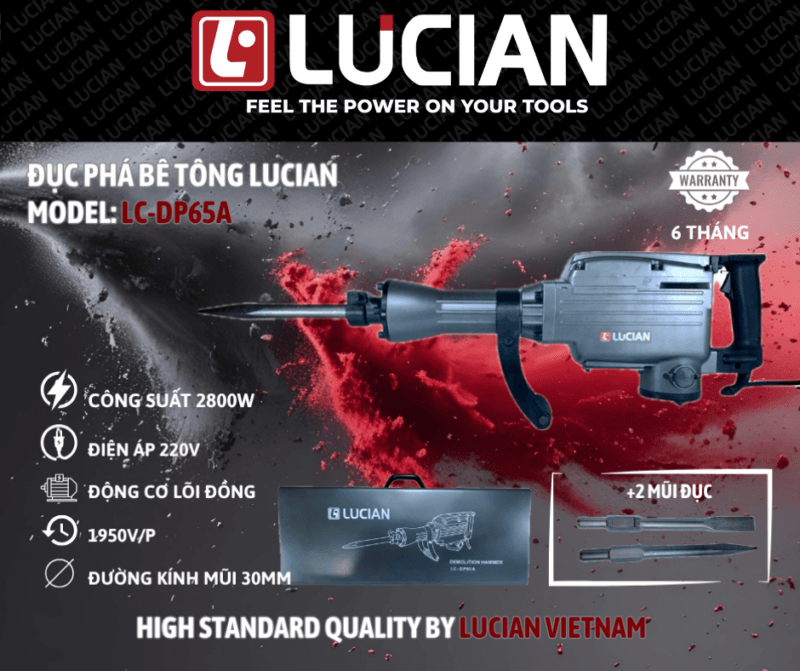 MÁY ĐỤC BÊ TÔNG 2800W LUCIAN LC-DP65A