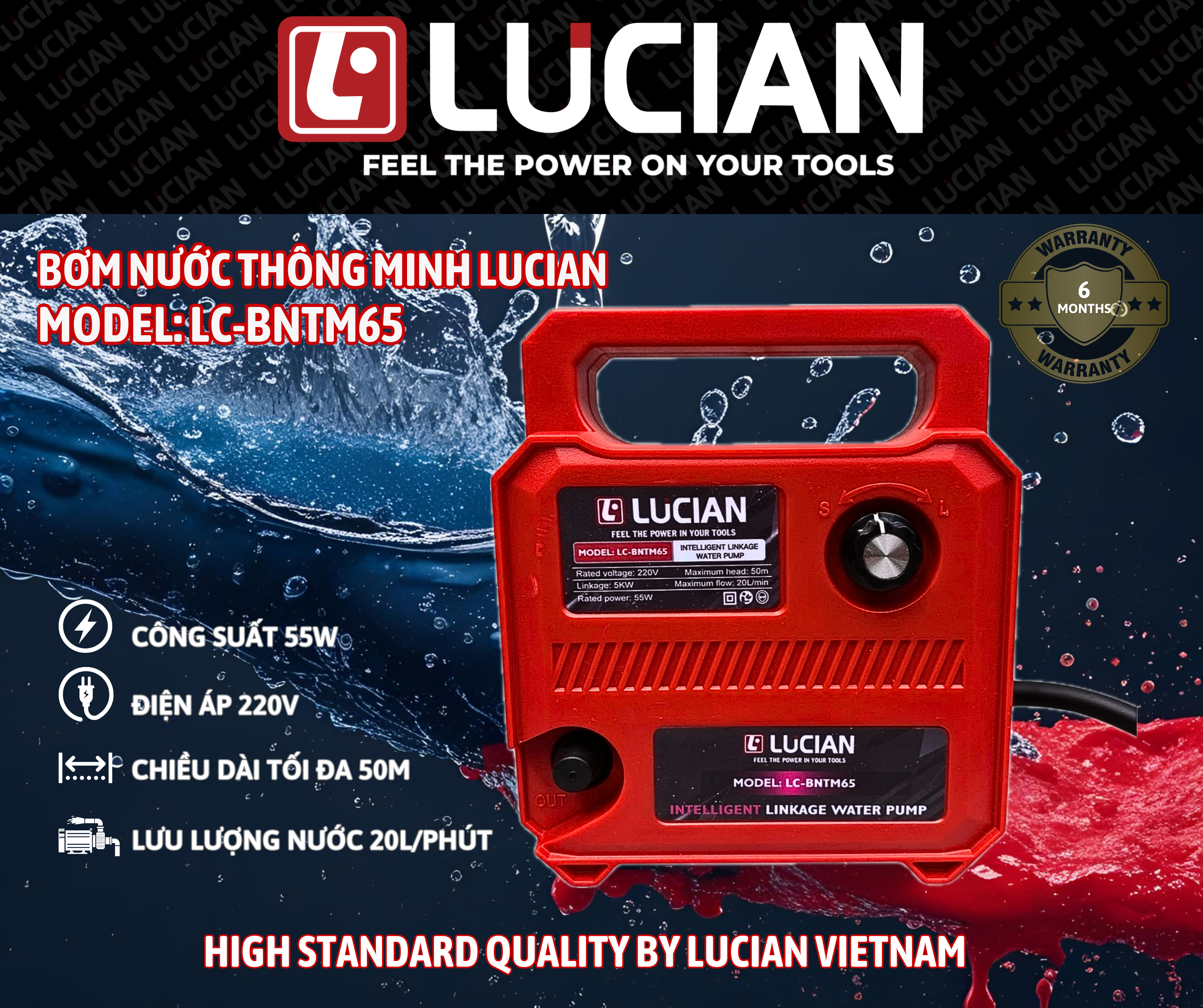 MÁY BƠM NƯỚC THÔNG MINH LUCIAN LC-BNTM65