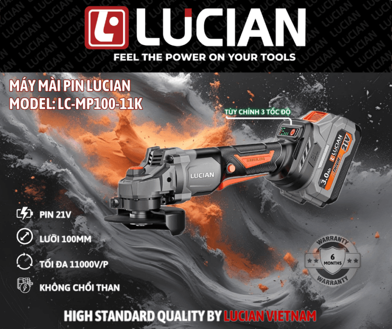 MÁY MÀI PIN KHÔNG CHỔI THAN LUCIAN LC-MP100-11K